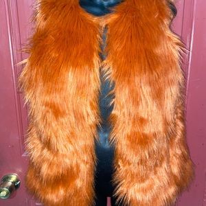 Orange Faux fur vest